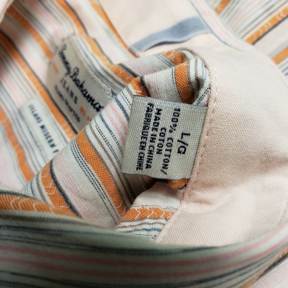 Tommy Bahama Mens Orange Pink Gray Stripe Long Sleeve Button Up Shirt Sz LG EUC - Picture 7 of 12